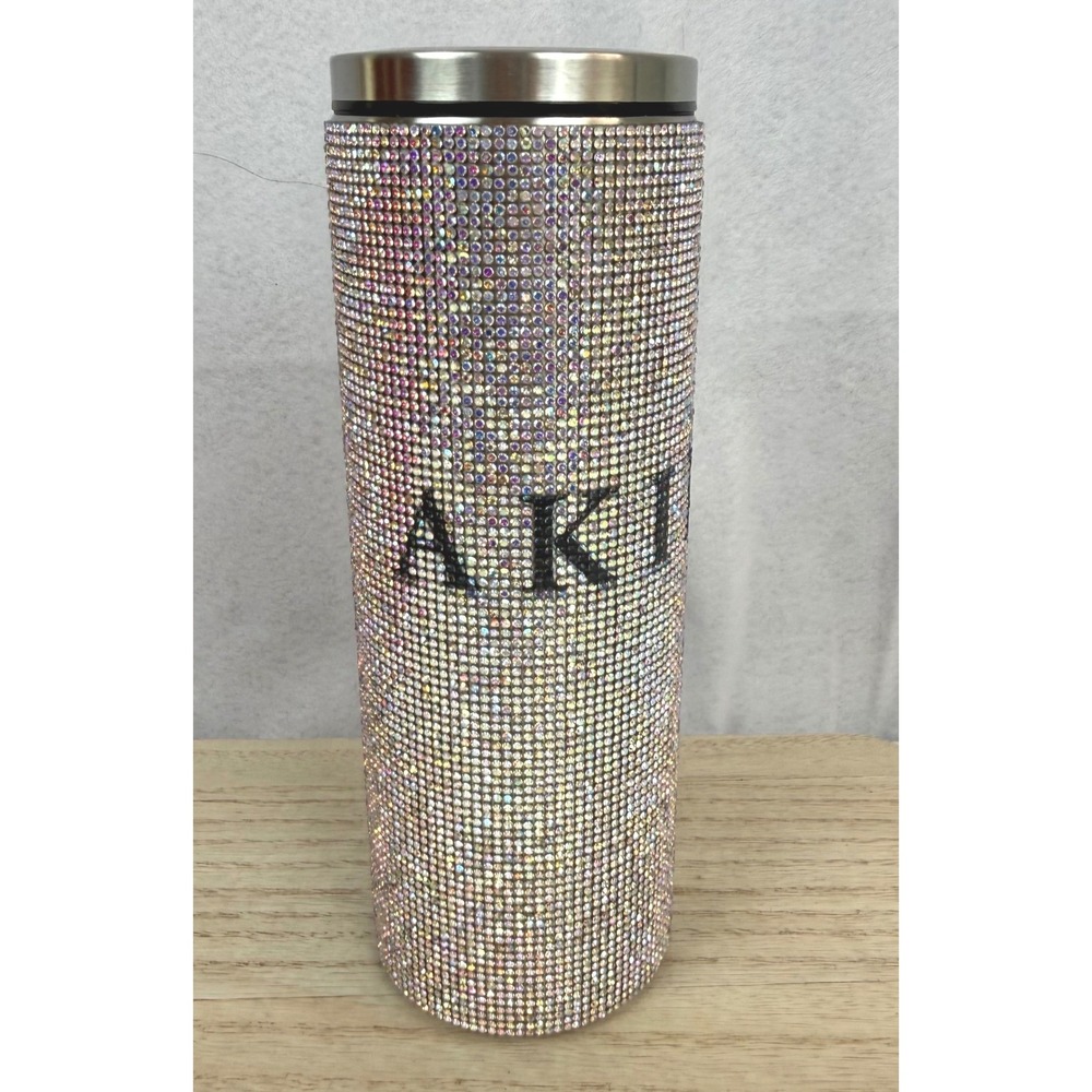 Akira Bling Tumbler Iridescent Rhinestone Crystal Stainless Steel Travel Cup NEW